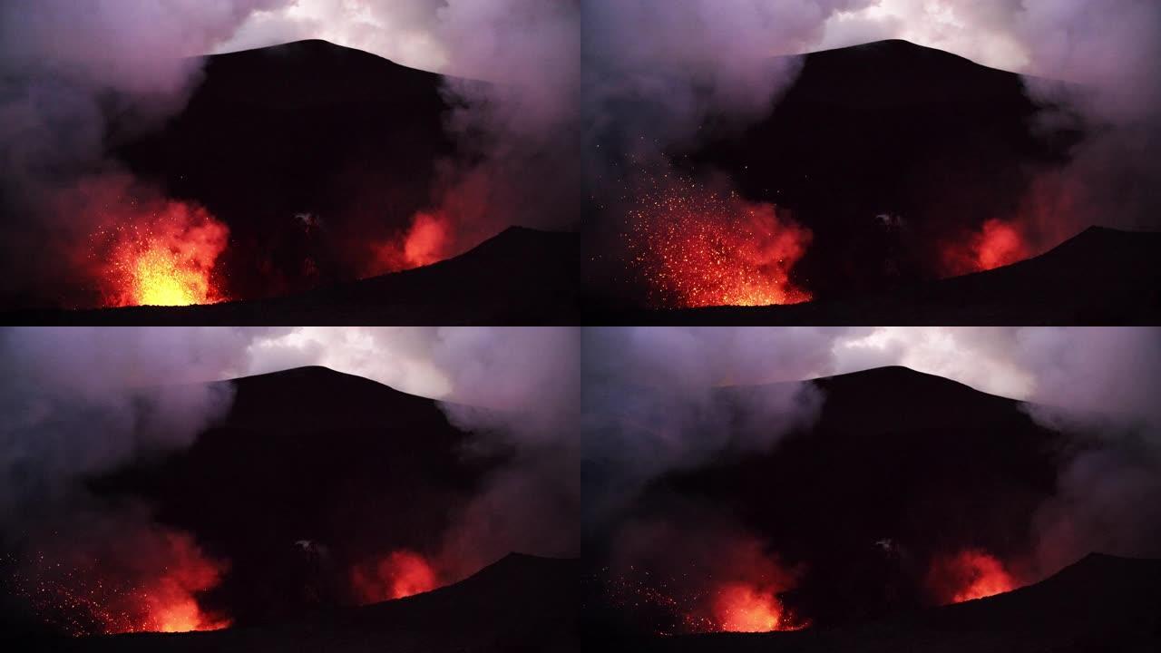 瓦努阿图亚苏尔火山爆发塔纳岛慢动作4k视频