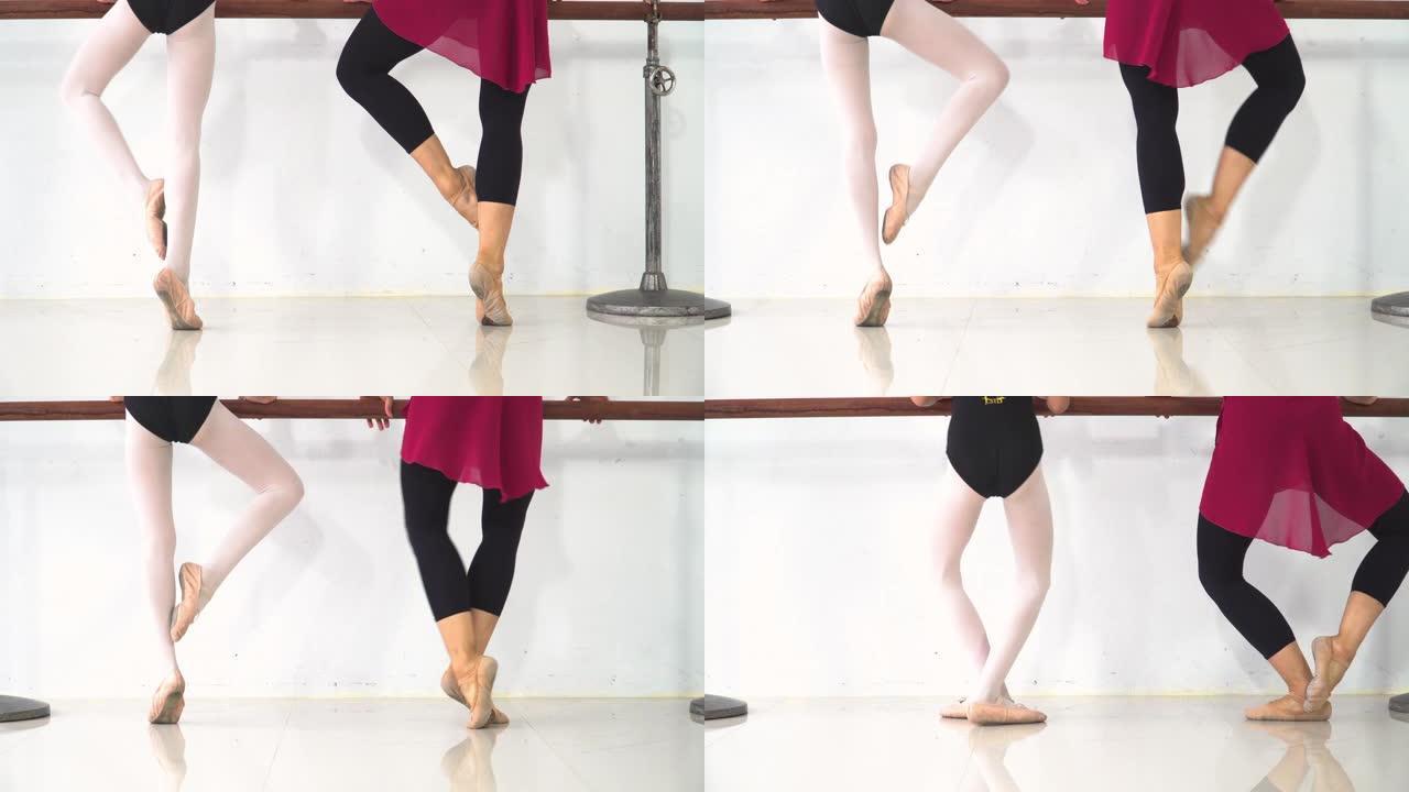 芭蕾舞演员的脚老师教芭蕾舞演员的年轻学生