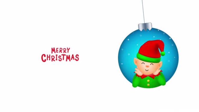可爱的圣诞人物设计在圣诞球，小精灵。霍莉·乔利。