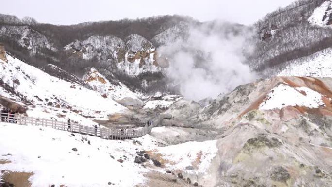 日本北海道冬季的登别地谷温泉