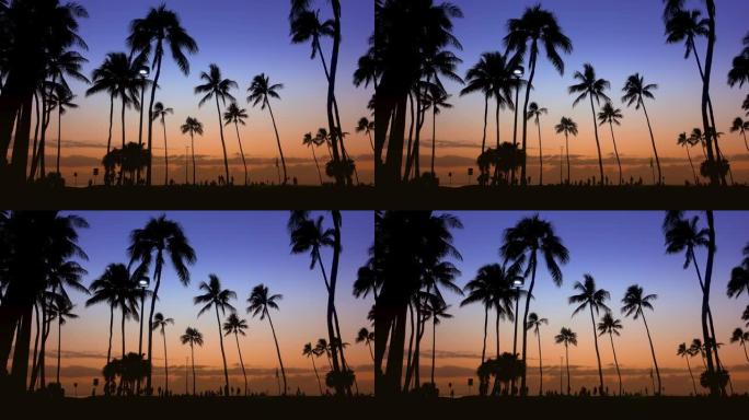 夏威夷的日落活动游客人间天堂