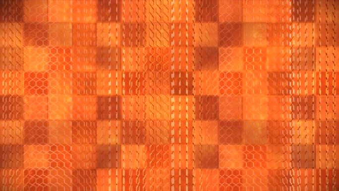 广播高科技旋转蜂窝图案，橙色，抽象，3D，可循环，4K