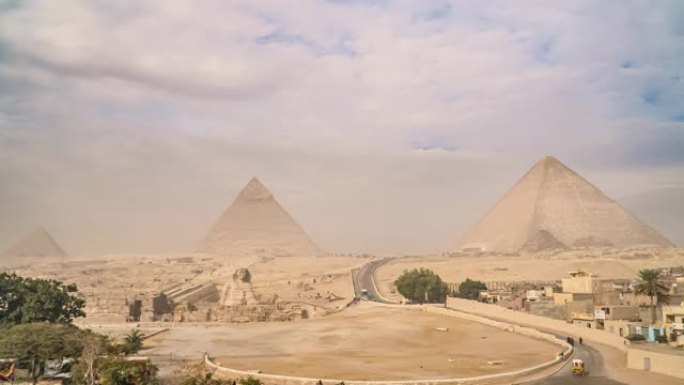 埃及开罗吉萨谷大金字塔的延时