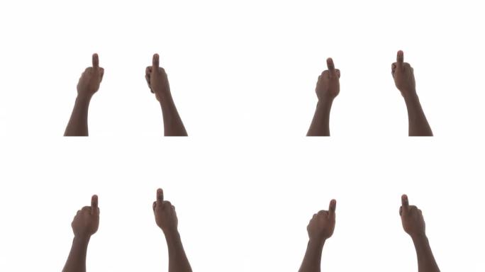 一个非洲裔美国男子竖起大拇指的特写镜头。孤立在白色背景上