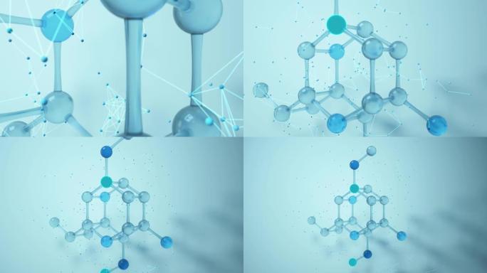 分子与生物学，生物学概念，3d渲染。