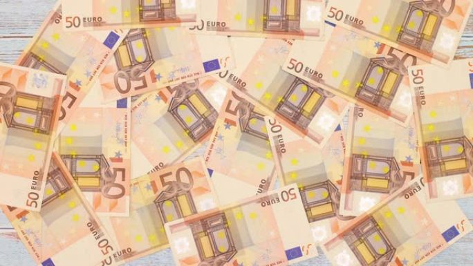 五十欧元的钞票充满了背景-停止运动