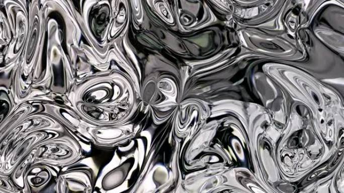 银色抽象波浪背景，无缝循环。