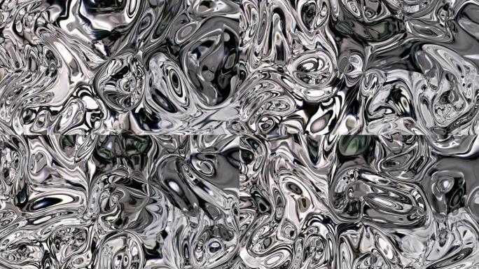 银色抽象波浪背景，无缝循环。