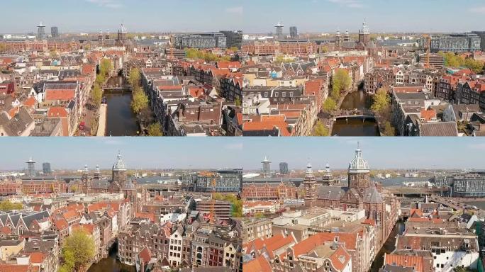 荷兰阿姆斯特丹: Westerkerk教堂的无人机视图