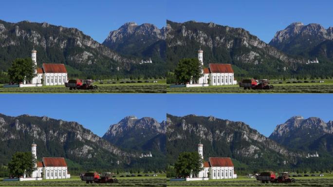 德国巴伐利亚州圣科洛曼朝圣教堂和新天鹅堡