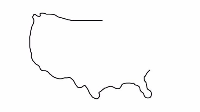 美国领土。北美地区的等高线图。白色背景。4k视频
