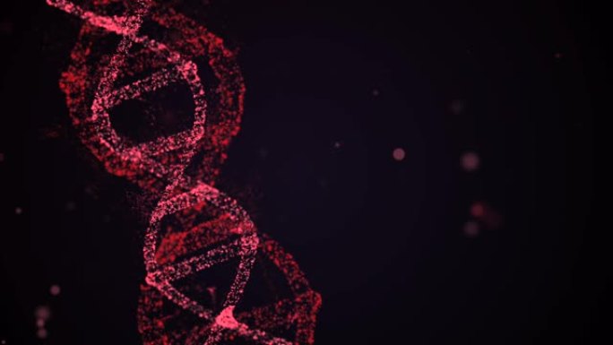 3D动画DNA分子结构在激光火焰中转动。