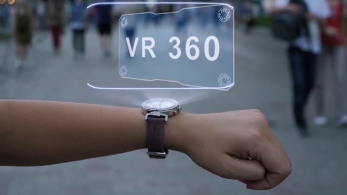 女性手与全息VR 360
