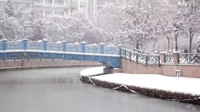 Porsuk river的美丽雪景