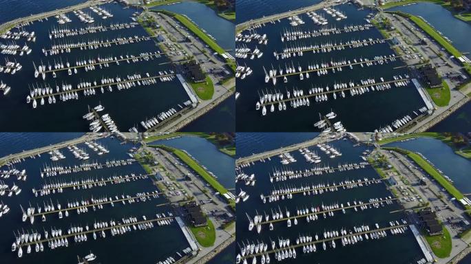 鸟瞰图-游艇码头4k视频