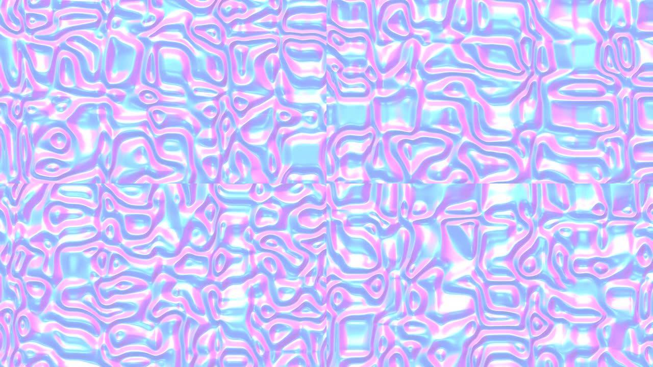 全息珠光运动液体背景。虹彩迷幻丝滑液体涂料。3d渲染循环动画。