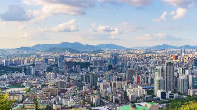 韩国首尔市天际线的4k时间流逝