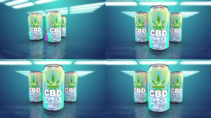 CBD饮料产品。三维3d易拉罐