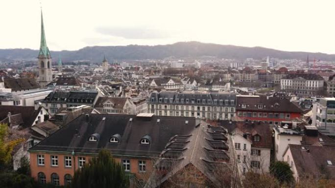 苏黎世市瑞士泛诺景观来自ETH大学深夜之光