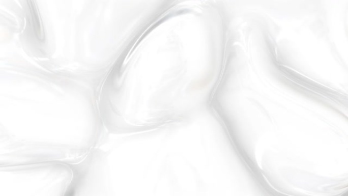 液体抽象白色背景。平滑光泽纹理3D渲染循环4k