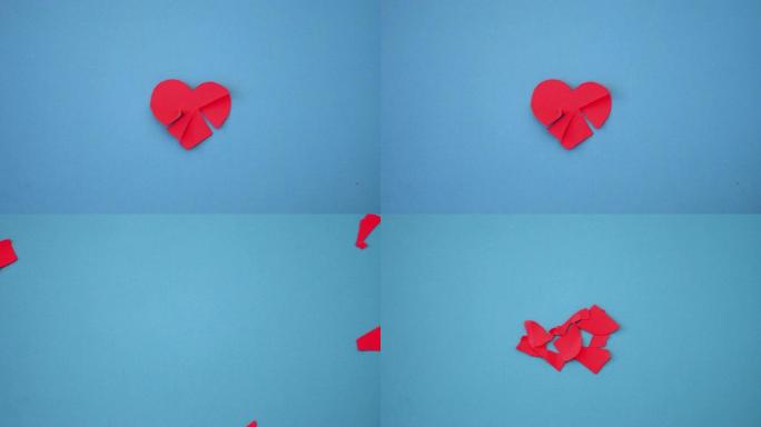 用纸片组装的心脏爱心碎纸动画