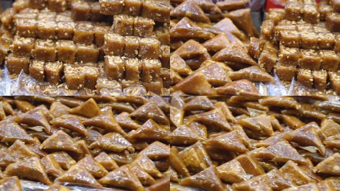 土耳其美食，一种甜点，在市场长凳上。