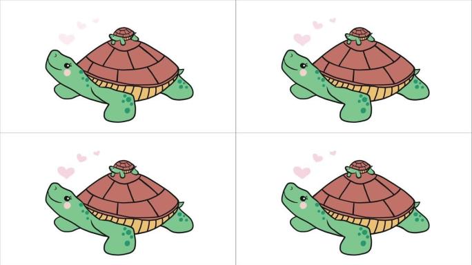 妈咪乌龟和婴儿卡通