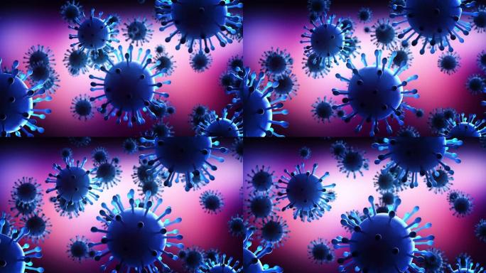 显微镜下大流行冠状病毒疾病。危险的流感爆发