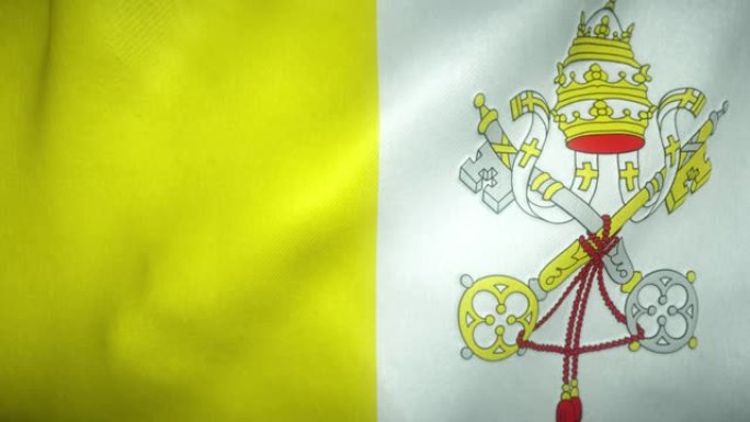 梵蒂冈城的旗帜在风中飘扬