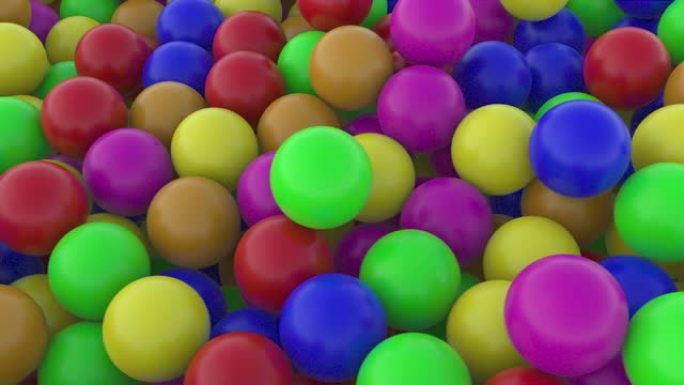 一堆彩球的3D动画。