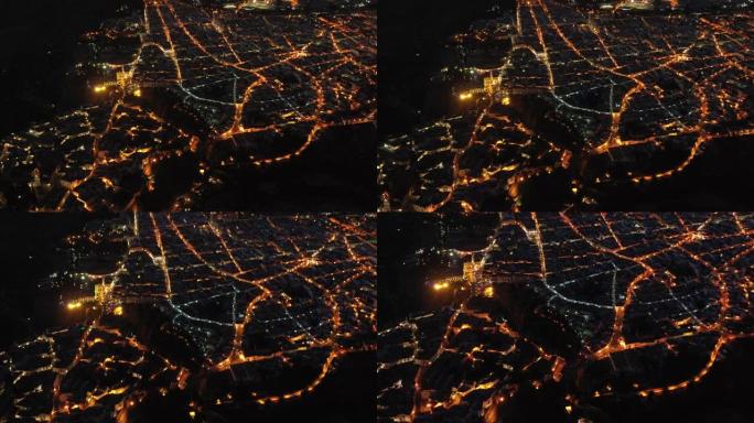 隆达夜城的鸟瞰图