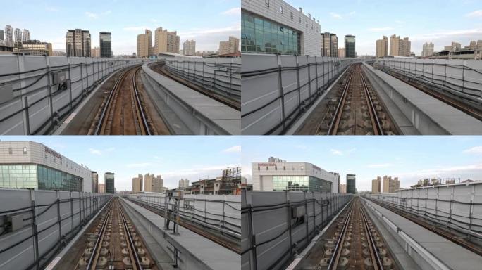 4k，自动列车通过台北隧道的视角。地铁。