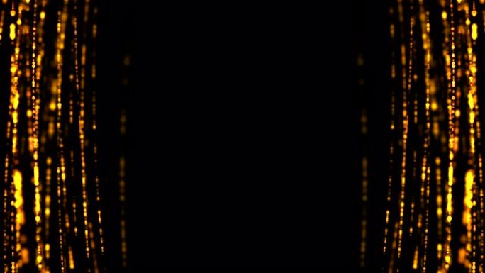 圣诞数码闪光框架火花金色颗粒垂直条流动在黑色背景，节日活动节日