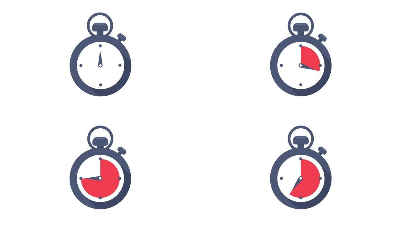 秒表图标。设定不同时间工作时间的秒表矢量。