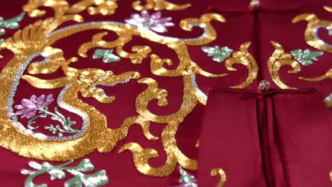 中国传统刺绣特写龙袍绣品中国文化