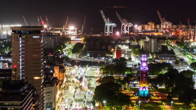 布宜诺斯艾利斯和商业码头的夜间时间流逝