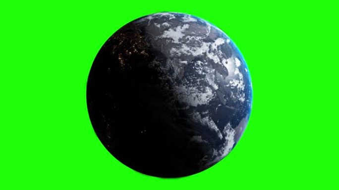 孤立的现实世界，绿屏上有阴影的地球，