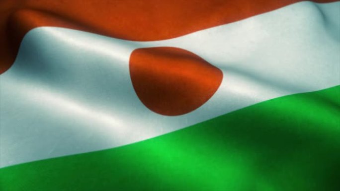 尼日尔国旗在风中飘扬。尼日尔国旗。符号尼日尔无缝循环动画。4 k