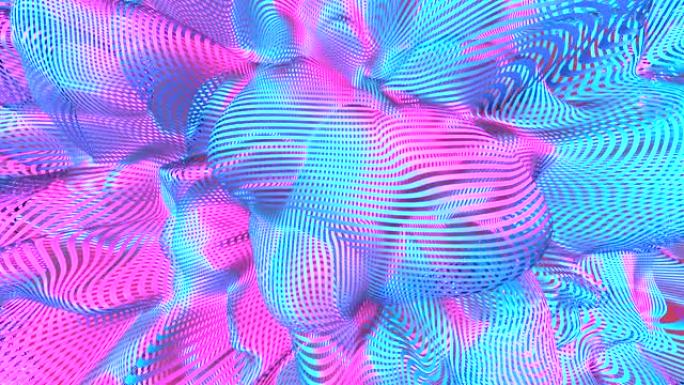 霓虹灯背景与荧光液体颜色。紫外线抽象蓝色、紫色、粉色。循环动画4k
