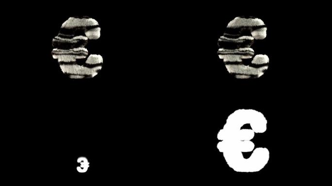 动画毛茸茸的动物园斑马文字字体欧元