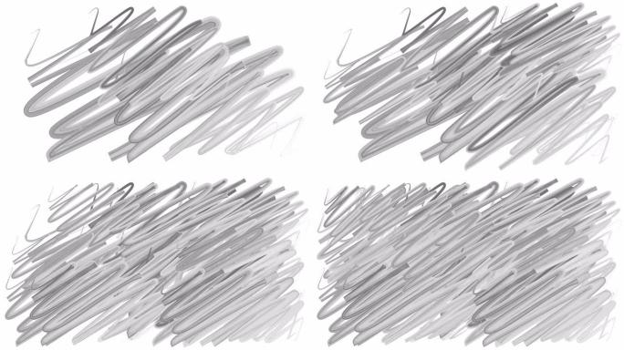 手绘涂鸦过渡水彩画笔笔画背景。动画手绘笔触白色。垃圾水笔笔画动画。灰色和黑色边框设计。