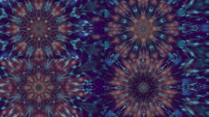 蓝色万花筒序列图案在计算运动中看起来像玻璃或晶体的裂缝。