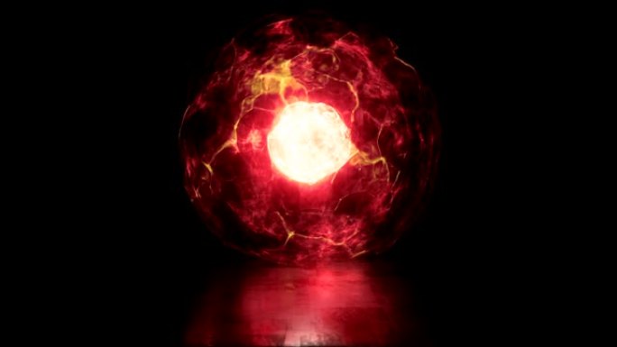 反应堆核心中的能量球和等离子体球。具有脉动等离子体流的热核聚变。循环