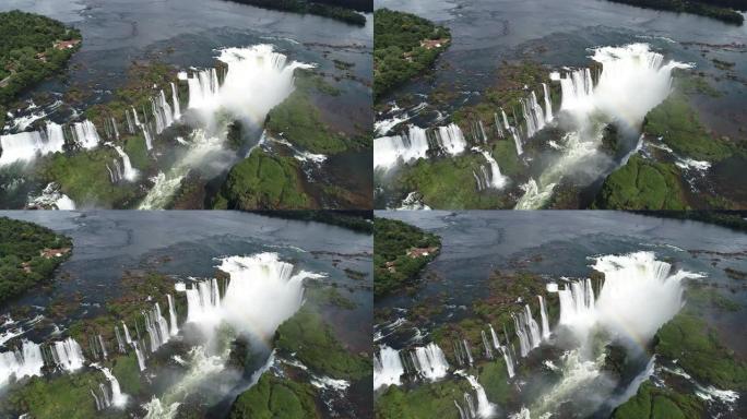 鸟瞰图的瀑布Iguaçu, Foz do Iguaçu，巴西和阿根廷的米塞内斯旅游点。伟大的景观。被