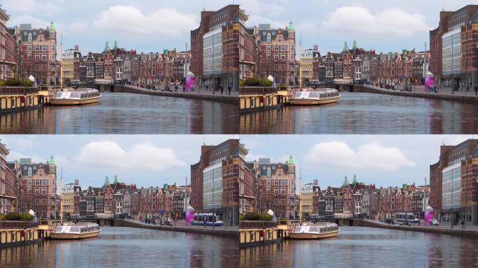阿姆斯特丹市中心，拥有历史建筑，荷兰阿姆斯特尔河