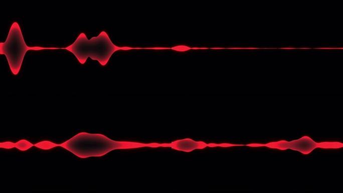黑色背景上的抽象红色霓虹灯充满活力的音频音乐频率脉冲线