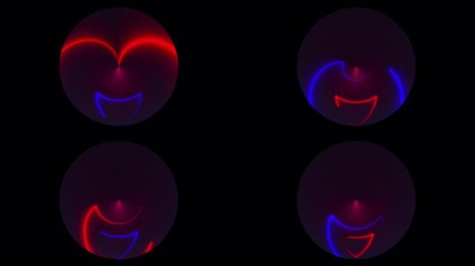 黑眼圈有不对称的霓虹灯线，电脑产生。3d渲染夜总会背景