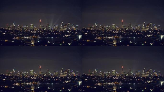 带有夜景的悉尼生动灯光节
