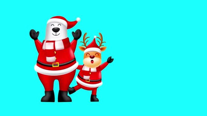 圣诞老人套装、北极熊、驯鹿、兔子和狐狸中有趣的圣诞人物设计。