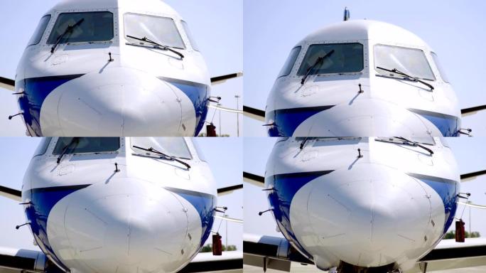 老式飞机外部的特写镜头。4K